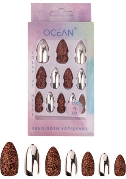 Takma Tırnak Kendinden Yapışkanlı, Tak ve Çık Badem