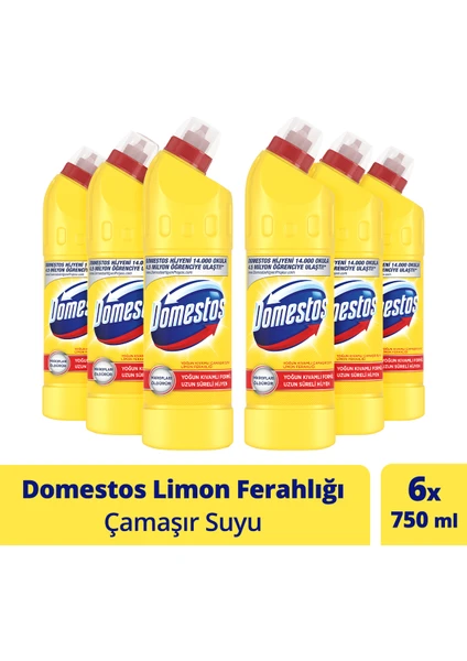 Çamaşır Suyu Limon Ferahlığı 750 ml - 6'lı Paket