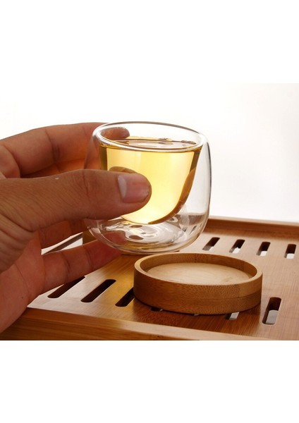 6 Adet Bodum Çift Duvar Kupaları Tasarım Bambu Dailer Seti İle Tasarım Atış Çay Fincanı Set Anti Sıcak Tasse Cafe Kahve Oolong Pu'Er Kokulu Çay Bardağı | Kupalar Ve Tabaklar