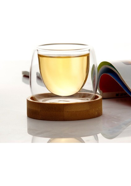 6 Adet Bodum Çift Duvar Kupaları Tasarım Bambu Dailer Seti İle Tasarım Atış Çay Fincanı Set Anti Sıcak Tasse Cafe Kahve Oolong Pu'Er Kokulu Çay Bardağı | Kupalar Ve Tabaklar