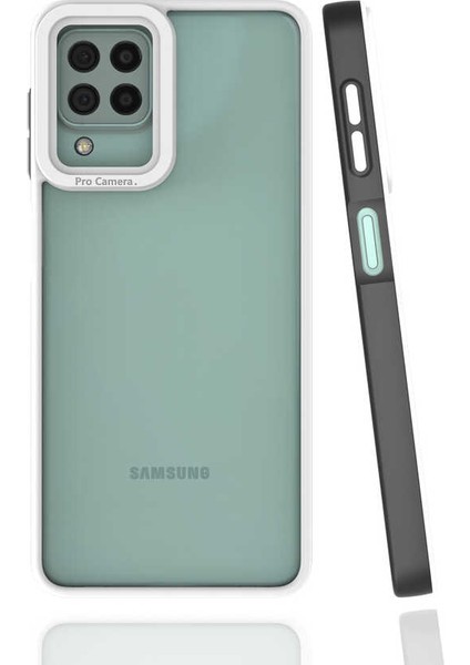 Samsung Galaxy A22 / M22 / M32 Uyumlu Kılıf Kamera Korumalı Renkli Kenar Mima Arka Kapak Siyah