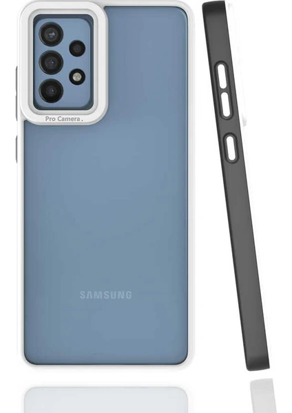 Case 4U Samsung Galaxy A72 Uyumlu Kılıf Kamera Korumalı Renkli Kenar Mima Arka Kapak Siyah