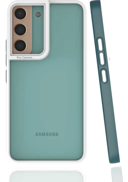 Case 4U Samsung Galaxy S22 Uyumlu Kılıf Kamera Korumalı Renkli Kenar Mima Arka Kapak Koyu Yeşil