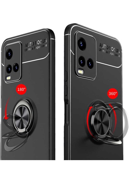 Vivo Y32 Kılıf Autofocus Shockprof Ravel Yüzüklü Standlı Slikon Kapak Siyah indirimleri
