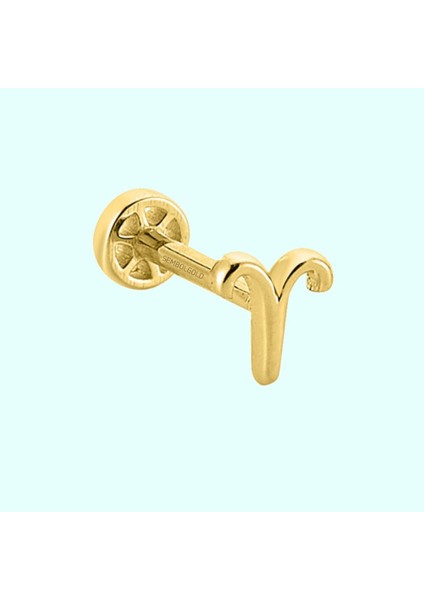 Altın Tragus Piercing 14 Ayar Koç Burcu