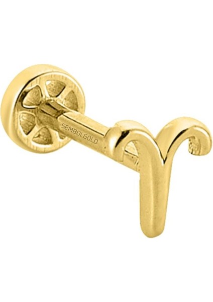 Altın Tragus Piercing 14 Ayar Koç Burcu