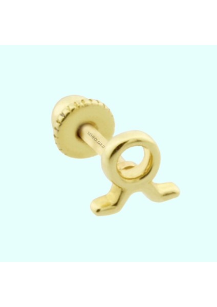 Altın Tragus Piercing 14 Ayar Boğa Burcu