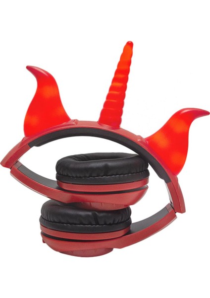 Sevimli Unicorn 3.5mm Kablolu Kulaklık Kızlar 103DB Müzik Kulaklık Kırmızı fırsatları