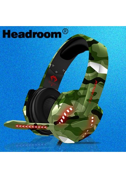 Kamuflaj Kedi Kulak Oyun Headset Kulaklıklar Mic ile Bilgisayar Oyunları Tv Yeşil fırsatları