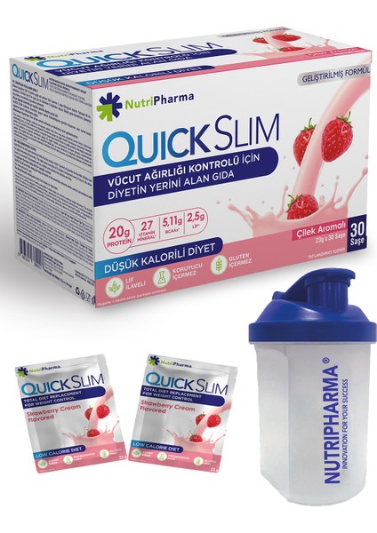 QUICK SLIM Çilek (Strawberry Cream) Aromalı - SHAKER HEDİYE