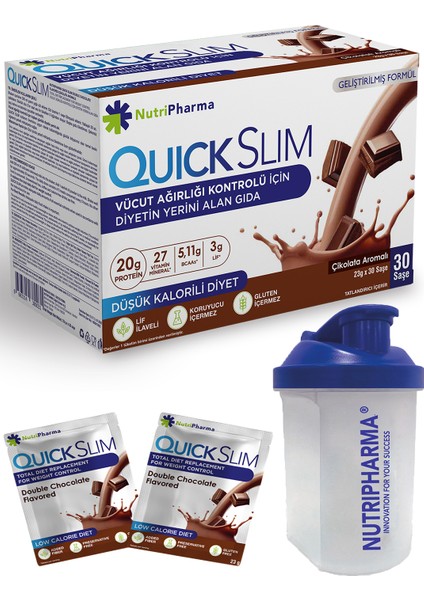 QUICK SLIM Çikolata (Double Chocolate) Aromalı - SHAKER HEDİYE