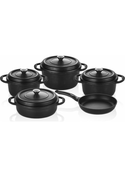 9 Parça Döküm Tencere Seti Döküm Kapaklı