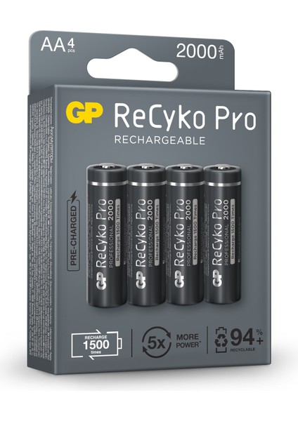 4'lü ReCyko Pro 2000 Serisi NiMH AA Kalem Boy Şarjlı Pil(GP210AAHCBLL-2ECE4)