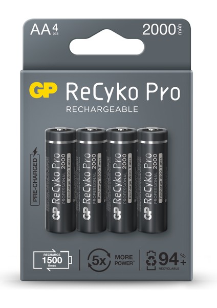 4'lü ReCyko Pro 2000 Serisi NiMH AA Kalem Boy Şarjlı Pil(GP210AAHCBLL-2ECE4)