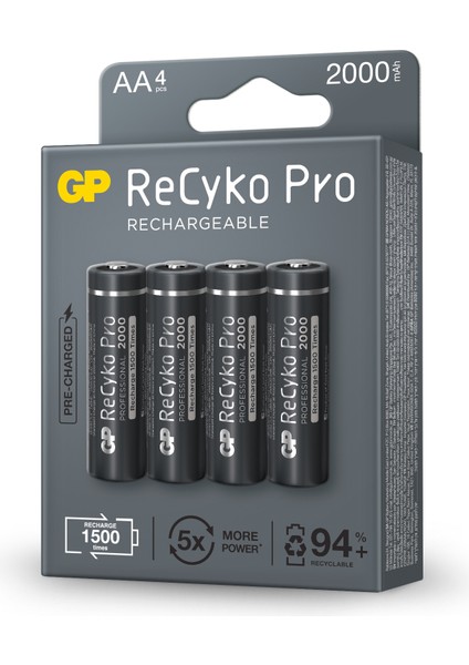 4'lü ReCyko Pro 2000 Serisi NiMH AA Kalem Boy Şarjlı Pil(GP210AAHCBLL-2ECE4)