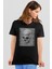 Şerit Kafa Siyah Kısa Kollu Kadın T-Shirt 1