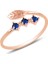 Gümüş Rose Safir Taşlı Ayarlamalı Yaprak Modeli Yüzük 1