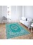 Osmanlı Motifler Desenli Dijital Baskı Yıkanabilir Kaymaz Taban Klasik Salon Halı ve Yolluk(Turkuaz) 2