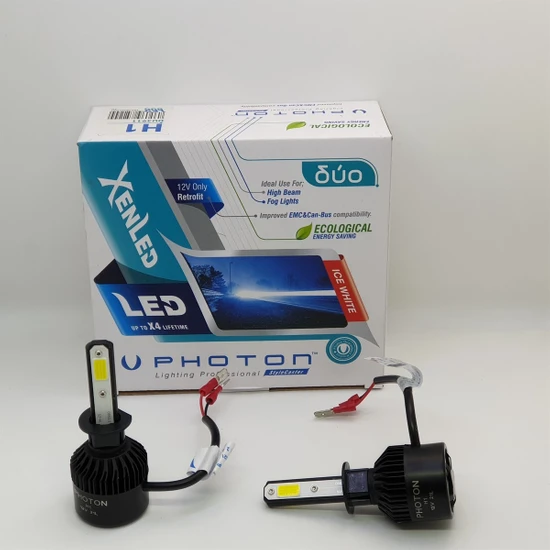 Photon H1 Duo LED Xenon Şimşek Etkili Beyaz Zenon H1 00011_M2