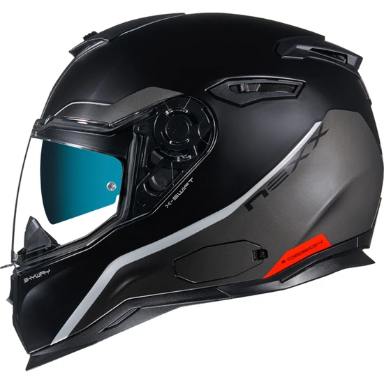 Nexx SX.100 Skyway Gri-Kırmızı Kask