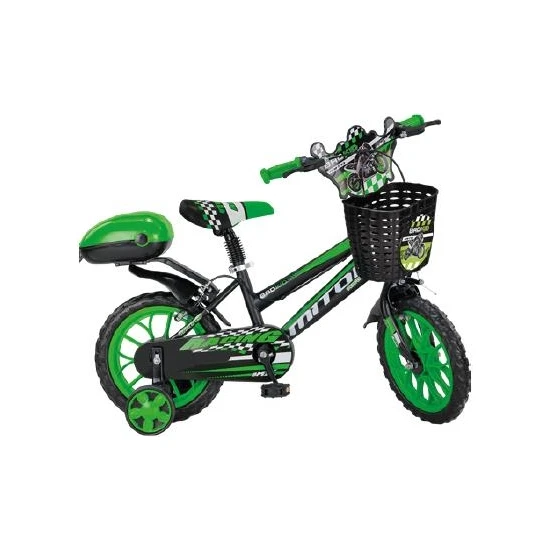 Mito Badkıt 15 Siyah-Yeşil Çocuk Bisikleti 4 Tekerlekli