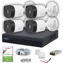 Dahua 4 Kameralı 20 Metre Gece Görüşlü Full HD Güvenlik Kamera Seti