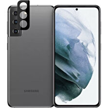 Wowlett Samsung Galaxy S22 ile Uyumlu Siyah Tasarım 3D Temperli Kamera Lens Koruyucu