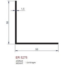 Alm Alüminyum 50X50MM Köşebent Profili Er 5275 Inox Parlak 3 Metre