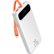 Baseus 20W Dijital LED 10000mAh Powerbank Hızlı Şarj Lightning Kablolu Ppblk-02