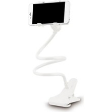 Wozlo Universal Ayarlanabilir Masa Üstü Akrobat Spiral Gövdeli Oynar Başlıklı Telefon Tutucu - Beyaz