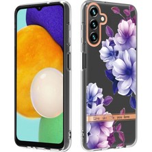 Hello-U Galaxy A13 Için Çizilmeye Dayanıklı Çiçek Baskılı Iml Imd Galvanik Esnek Tpu Telefon Kılıfı - Mor Begonya (Yurt Dışından)