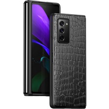 Hello-U Galaxy Z Fold2 5g Için Çizilmeye Dayanıklı Timsah Derisi Kaplamalı Plastik Kılıf - Siyah (Yurt Dışından)