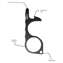 Douler Edc Kapı Açacağı Çinko Alaşımı Dokunmatik Ekran Temassız Basın Asansör Artefakt Metal Anahtarlık