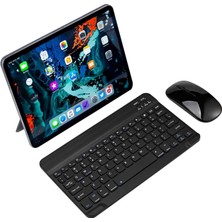 Duhaline iPad 9.nesil MK2K3TU Pro 5 10.2" Tablet Uyumlu Mini Slim Şarjlı Bluetooth Klavye ve Mouse Seti