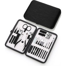 Douler Rubber Plastic Black Nail Scissors Set Elastic Paint 18 Pieces Nail Art Tool Set