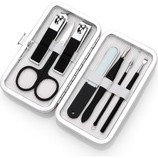 Douler Rubber Plastic Black Nail Scissors Set Elastic Paint 18 Pieces Nail Art Tool Set