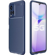 Case 4U Vivo Y32 Kılıf Rugged Armor Karbon Desenli Lüx Negro Silikon Arka Kapak Lacivert