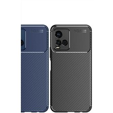 Case 4U Vivo Y32 Kılıf Rugged Armor Karbon Desenli Lüx Negro Silikon Arka Kapak Lacivert