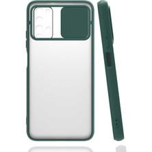 kilifone - Xiaomi Poco M3 - Kılıf Slayt Sürgülü Arkası Buzlu Lensi Kapak - Koyu Yeşil - T20775