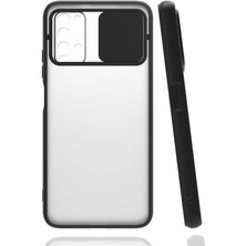 noktaks - Xiaomi Poco M3 - Kılıf Slayt Sürgülü Arkası Buzlu Lensi Kapak - Siyah - T20775