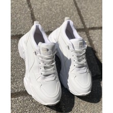 Afilli Kadın Beyaz Kalın Taban Sneaker Günlük Yürüyüş Casual Antreman Outdoor Spor Ayakkabı