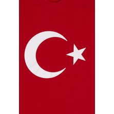 Unisex Türk Bayrağı Baskı T-Shirt 5-14 Yaş 13815