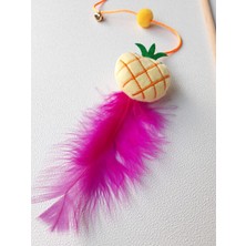 BeCat Peluş Ananas Figürlü Kedi Oltası - Pembe Tüylü