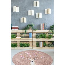 Naar Çift Taraflı Baskılı Jüt TRQ072 Renkli Daire Halı 100X100 ~ 1 M2