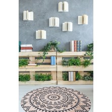 Naar Çift Taraflı Baskılı Jüt TRQ044 Siyah Daire Halı 150X150 ~ 2.25 M2