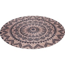 Naar Çift Taraflı Baskılı Jüt TRQ044 Siyah Daire Halı 150X150 ~ 2.25 M2