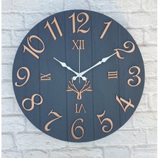 Markakanvas Antrasit Renkli Yuvarlak Duvar Saati  Çap 50 cm