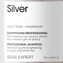 L'oreal Professionnel Serie Expert Silver Çok Açık Sarı, Gri ve Beyaz Saçlar için Renk Dengeleyici Mor Şampuanı 750 ml