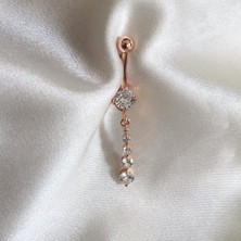 Bylin Cerrahi Çelik Zirkon Taşlı Rosegold Sallantılı Piercing- Bar Uzunluğu 10 mm - 1 Adet
