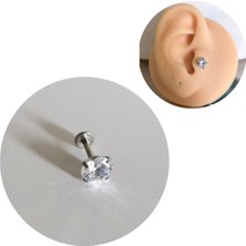 Bylin  G23 Titanyum Iri Tek Taşlı Piercing - Bar Uzunluğu 6mm - 1 Adet